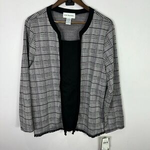 C.D. Daniels Black & White Plaid Open Cardigan
